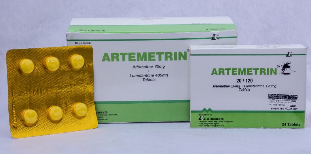 Artemeter + Lumefantrine 20/120mg, 80/480mg